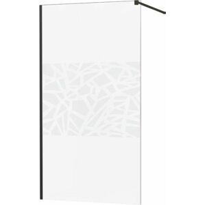 MEXEN/S KIOTO Sprchová zástěna WALK-IN 80x200 cm 8 mm, černá, bílý vzor 800-080-101-70-85