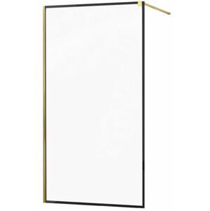 MEXEN/S KIOTO Sprchová zástěna WALK-IN 90x200 cm 8 mm, zlatá, černý profil 800-090-101-50-70