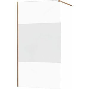 MEXEN/S KIOTO Sprchová zástěna WALK-IN 130x200 cm 8 mm, růžové zlato, Transparent/matné sklo 800-130-101-60-35