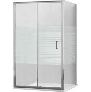 MEXEN/S Apia sprchový kout posuvný 100x80, sklo transparent/pruhy, chrom + vanička 840-100-080-01-20-4010