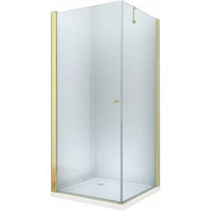 MEXEN/S Pretoria sprchový kout křídlový  80x100 cm, sklo transparent, zlatá + vanička 852-080-100-50-00-4010