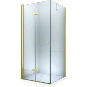 MEXEN/S Lima sprchový kout zalamovací 70x100 cm, sklo transparent, zlatá + vanička 856-070-100-50-00-4010