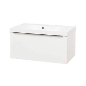 MEREO Mailo, koupelnová skříňka s umyvadlem z litého mramoru 81 cm, bílá CN516M