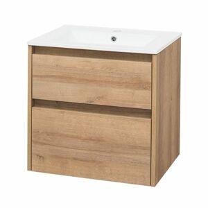 MEREO Opto, koupelnová skříňka s keramickým umyvadlem 61 cm, dub Riviera CN920