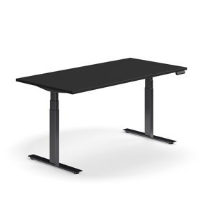 Výškově nastavitelný stůl QBUS, 1600x800 mm, černá podnož, černá