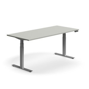 Výškově nastavitelný stůl QBUS, 1800x800 mm, stříbrná podnož, světle šedá