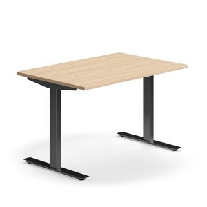 Psací stůl QBUS, T-nohy, 1200x800 mm, černá podnož, dub