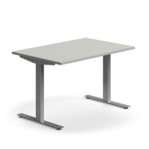 Psací stůl QBUS, T-nohy, 1200x800 mm, stříbrná podnož, světle šedá