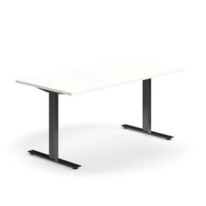 Psací stůl QBUS, T-nohy, 1600x800 mm, černá podnož, bílá