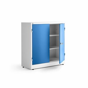 Dílenská skříň, 1000x1000x400 mm, bílá, modré dveře