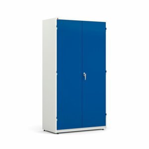 Kovová skříň Spirit, 1900x1020x500 mm, bílá, modré dveře