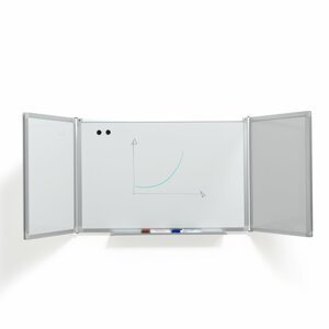 Bílá magnetická tabule, rozevírací, 2400x900 mm