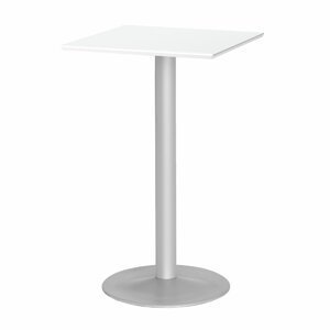 Barový stůl Bianca, 700x700 mm, HPL, bílá/hliníkově šedá