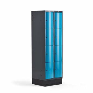 Šatní skříňka Curve, 2 sekce, 8 boxů, 1890x600x550 mm, sokl, modré dveře
