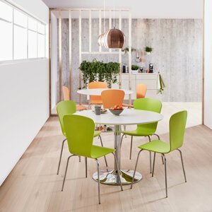 Jídelní set Lily + Milla: stůl ? 1100 mm, bílá/chrom + 4 židle, zelené