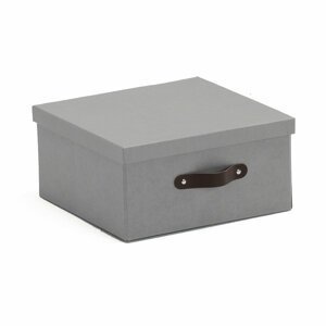 Úložná krabice Tidy, 155x315x315 mm, šedá s koženými úchytkami