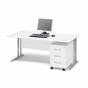 Kancelářská sestava Flexus: stůl 1600x800 mm + 3zás. kontejner, bílá