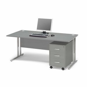 Kancelářská sestava Flexus: stůl 1600x800 mm + 3zás. kontejner, šedá