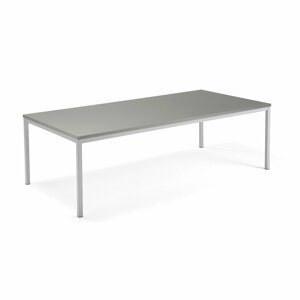 Jednací stůl MODULUS, 2400x1200 mm, 4 nohy, stříbrný rám, světle šedá