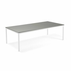 Jednací stůl MODULUS, 2400x1200 mm, 4 nohy, bílý rám, světle šedá