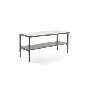 Pracovní stůl CARGO, se spodní policí, 2000x750 mm, bílá deska, šedý rám