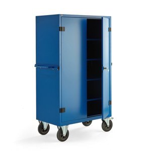 Mobilní kovová skříň, uzamykatelná, 1800x1000x600 mm, modrá