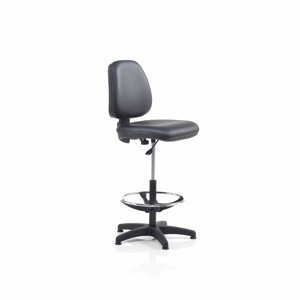 Pracovní židle Darwin, 635-815 mm, opěrný kruh, koženká, černá