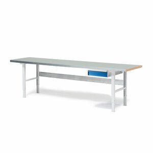 Dílenský stůl SOLID 750, 2500x800 mm, 1 zásuvka, ocelový povrch