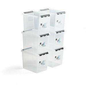 Plastový box s víkem, 25 litrů, 400x300x320 mm, průhledný, bal. 6 ks