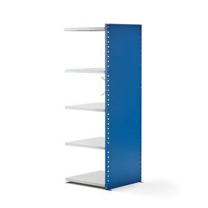 Kovový regál Mix, přídavný, 1740x600x600 mm, modrý, šedé police
