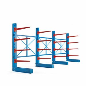 Konzolový regál Expand, jednostranný, 4 stojany, 16x 1000mm rameno, 4400 kg