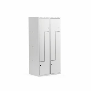 Šatní skříňky Z, 2 sekce, 4 boxy, 1800x800x500 mm, kovové dveře, šedé
