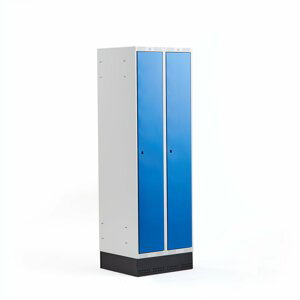 Šatní skříňka Classic, se soklem, 2 sekce, 1890x600x550mm, modré dveře