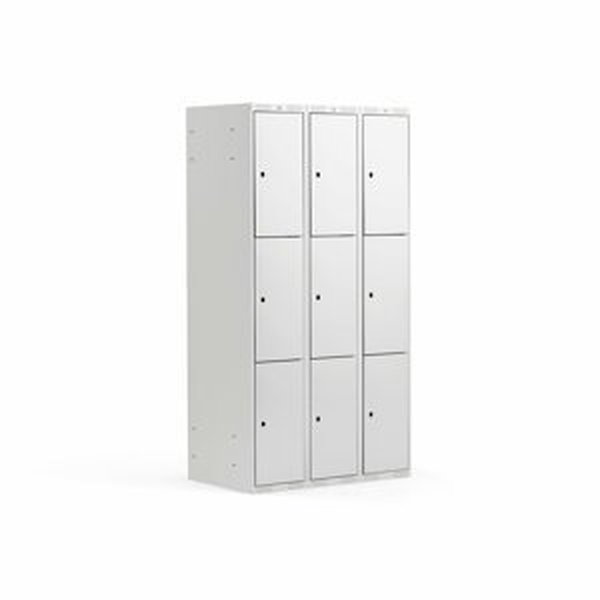 Šatní skříňka, 3 sekce, 9 boxů, 1740x900x550 mm, šedá/šedá