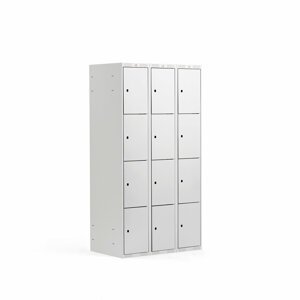 Šatní skříňka, 3 sekce, 12 boxů, 1740x900x550 mm, šedá/šedá