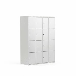 Šatní skříňka, 4 sekce, 16 boxů, 1740x1200x550 mm, šedá/šedá