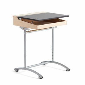 Výškově nastavitelná školní lavice Access, 650x550x700-900 mm, bříza, tm. šedé linoleum
