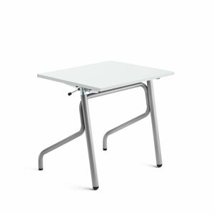 Školní lavice ADJUST, výškově nastavitelná, 700x600 mm, HPL, bílá, stříbrná