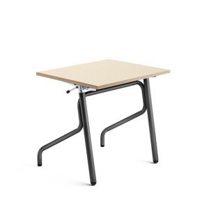 Školní lavice ADJUST, výškově nastavitelná, 700x600 mm, HPL, bříza, antracitově šedá