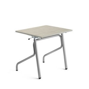 Školní lavice ADJUST, výškově nastavitelná, 700x600 mm, linoleum, šedá, stříbrná