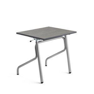 Školní lavice ADJUST, výškově nastavitelná, 700x600 mm, linoleum, tmavě šedá, stříbrná