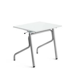 Školní lavice ADJUST, výškově nastavitelná, 700x600 mm, akustická HPL deska, bílá, stříbrná