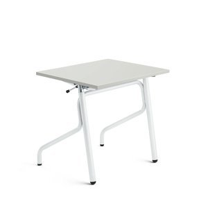 Školní lavice ADJUST, výškově nastavitelná, 700x600 mm, akustická HPL deska, šedá, bílá