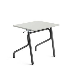 Školní lavice ADJUST, výškově nastavitelná, 700x600 mm, akustická HPL deska, šedá, antracitově šedá