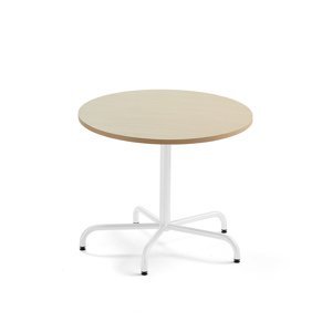 Stůl PLURAL, Ø900x720 mm, HPL deska, bříza, bílá