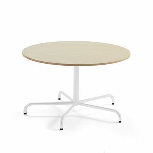 Stůl PLURAL, Ø1200x720 mm, HPL deska, bříza, bílá