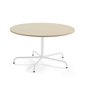Stůl PLURAL, Ø1300x720 mm, HPL deska, bříza, bílá