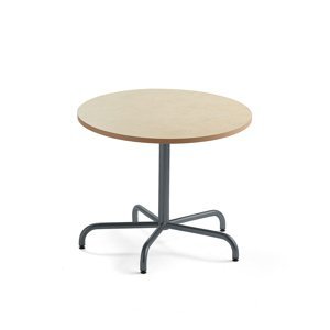 Stůl PLURAL, Ø900x720 mm, linoleum, béžová, antracitově šedá
