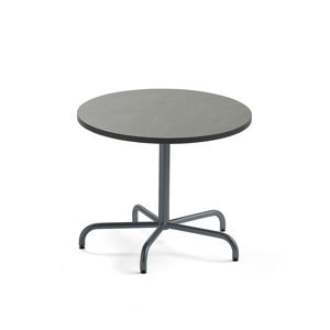 Stůl PLURAL, Ø900x720 mm, linoleum, tmavě šedá, antracitově šedá