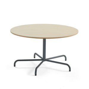 Stůl PLURAL, Ø1300x720 mm, HPL deska, bříza, antracitově šedá